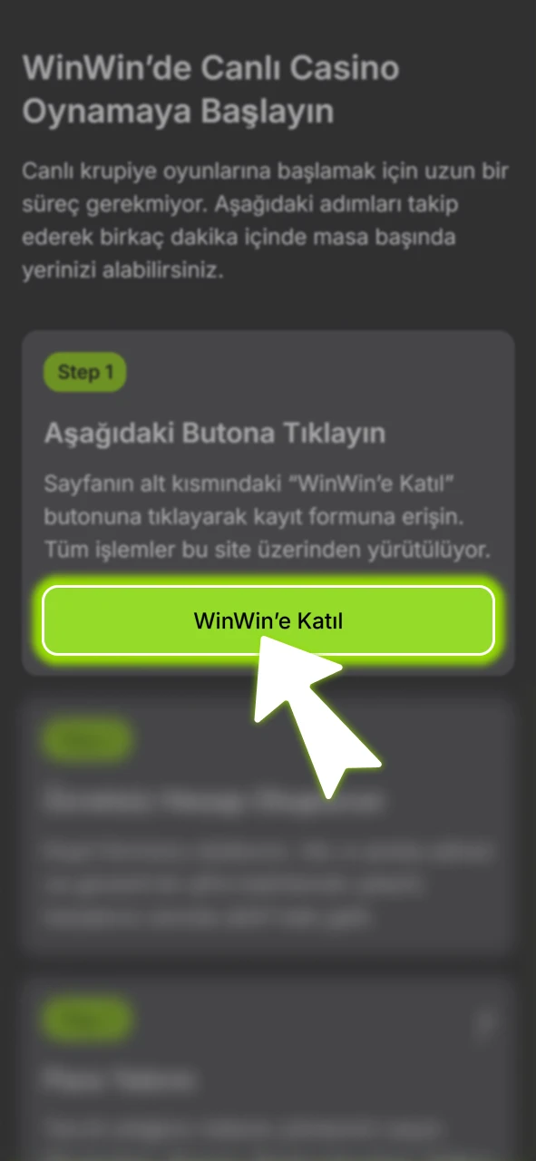 Kayıt formuna ulaşmak için resmi WinWin butonuna hemen güvenle tıklayın.