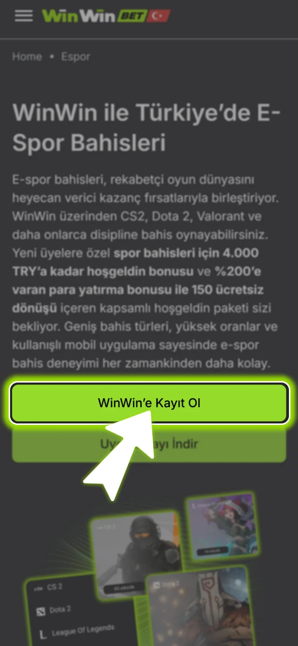 Kayıt formunu doldurarak resmi WinWin hesabınızı saniyeler içinde hemen oluşturun.
