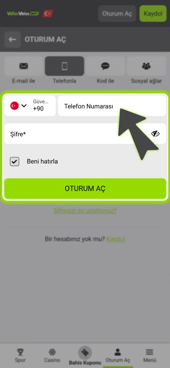 Kullanıcı bilgilerinizle resmi WinWin sistemine giriş yaparak profilinize hemen erişin.