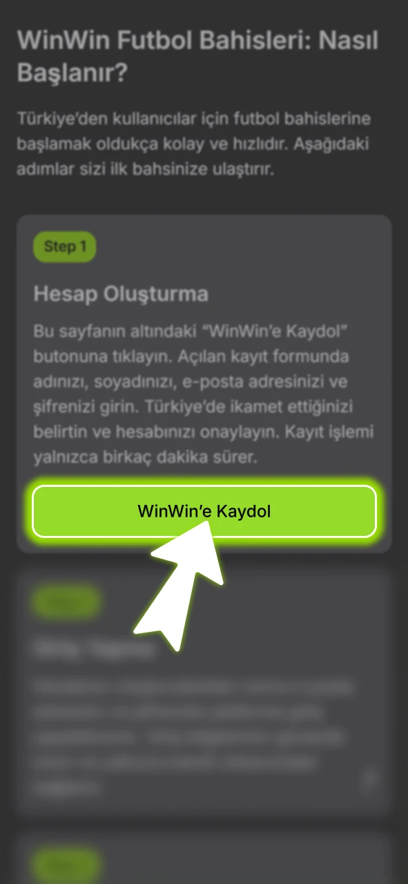 Kayıt formunu doldurarak resmi WinWin üyeliğinizi hızlı bir şekilde oluşturun.