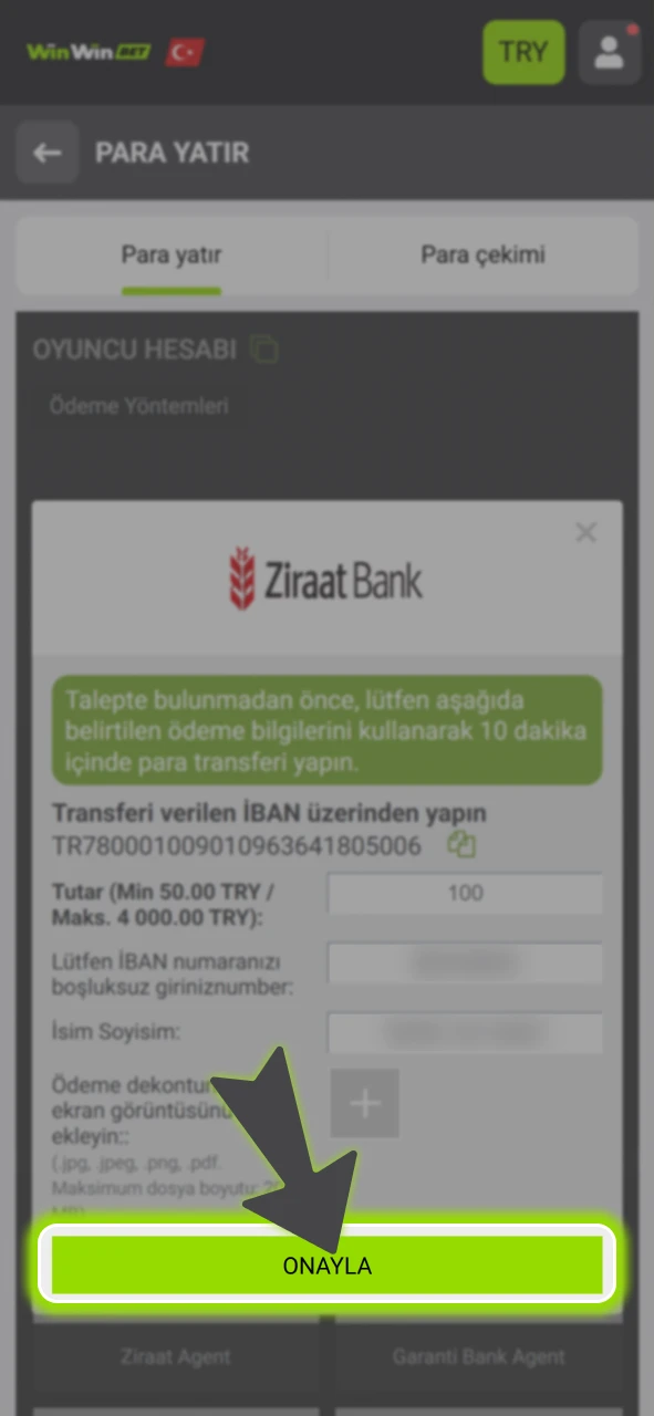 İşlemi onaylayarak kazandıran resmi WinWin bonusunu hesabınıza otomatik olarak tanımlayın.