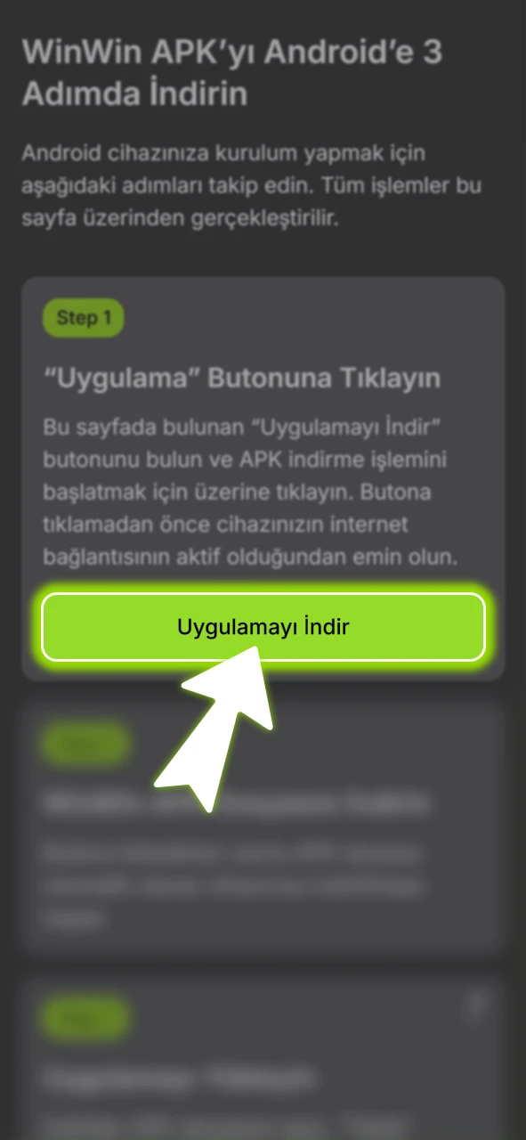 WinWin uygulamasını cihazınıza indirmek için resmi indirme butonuna tıklayın.