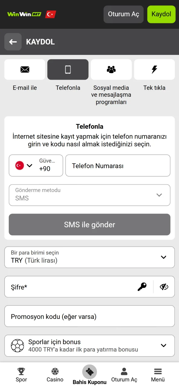 Yeni üyelik işlemlerini resmi WinWin kayıt formu üzerinden güvenle gerçekleştirin.
