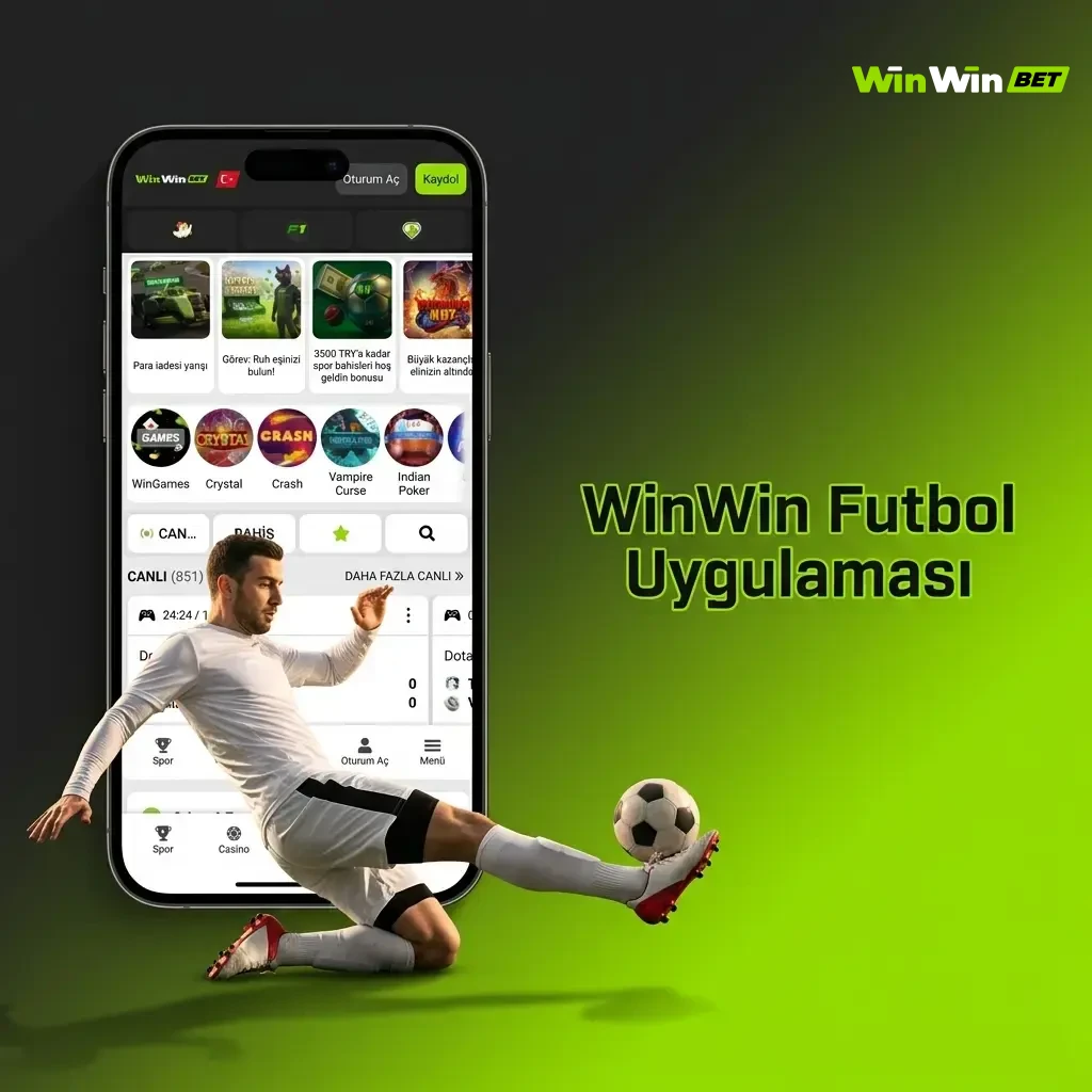 WinWin mobil uygulaması ile Android ve iOS'ta futbol bahisleri yapın, canlı bahis ve anlık bildirimler alın.